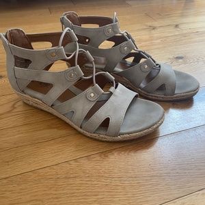 Suede wedge summer sandals
